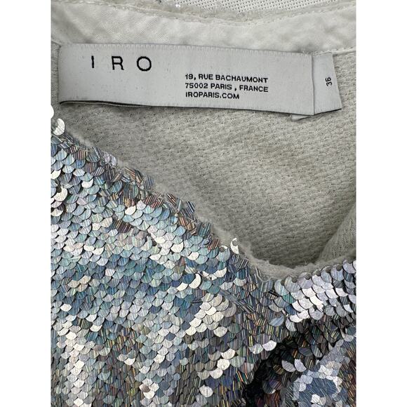 IRO - Ernet Sequin Crepe Sleeveless Cami Tank Top in Silver - Picture 3 of 5